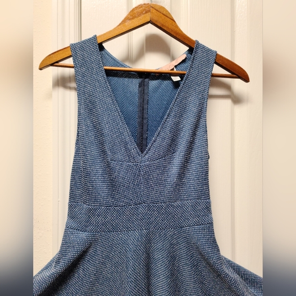 HUTCH BY ANTHROPOLOGIE HERRINGBONE BLUE LIPSTICK FIT AND FLARE SWING DRESS SZ M - Picture 3 of 15